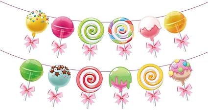Amazon Com Candyland Lollipop Banner Party Supplies Decorations