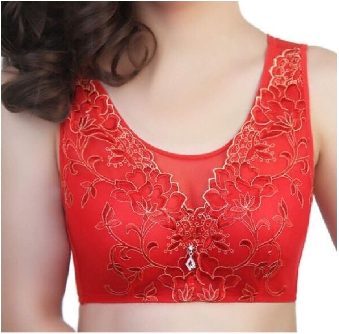 VITryst Women's Tube Embroidery Full Coverage Plus Size Push-Up Underwear Bra