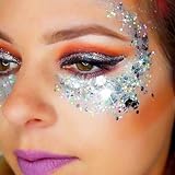 Go Ho Silver Face Hair Glitter Gel 52g Holographic Chunky Sequins Festival view 7