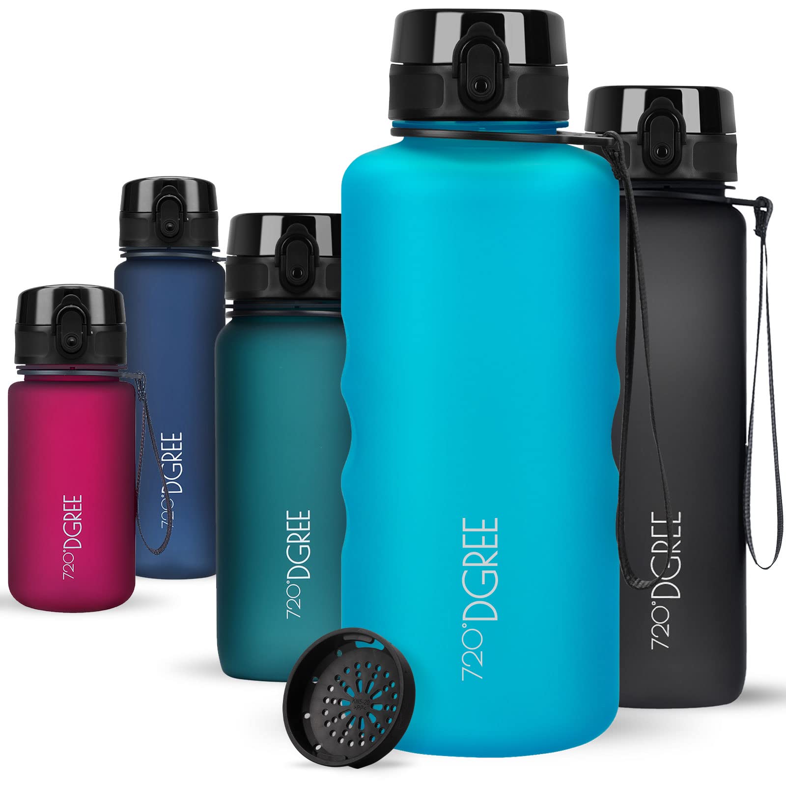 720°DGREE Water Bottle 2l “uberBottle“ softTouch +Sieve - BPA-Free, Leakproof, Reusable Drinking Bottle - XXL Sports Bottle for all Day Hydration, Gym, Fitness, Office, University, Hiking, Travel