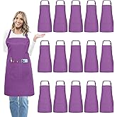 IMERAGO 15 Pcs Adult Aprons Bulk with Pockets Adjustable Bib Chef Apron for Women Men Painting Cooking Crafting (S/L)