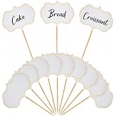 Blulu 50 Pcs Cheese Marker Toothpick Label for Charcuterie,White | Blank Chalkboard Board Label, Buffet Appetizer, Scalloped Cupcake Flag, Food Marker, Dessert Sign for Wedding Birthday Party