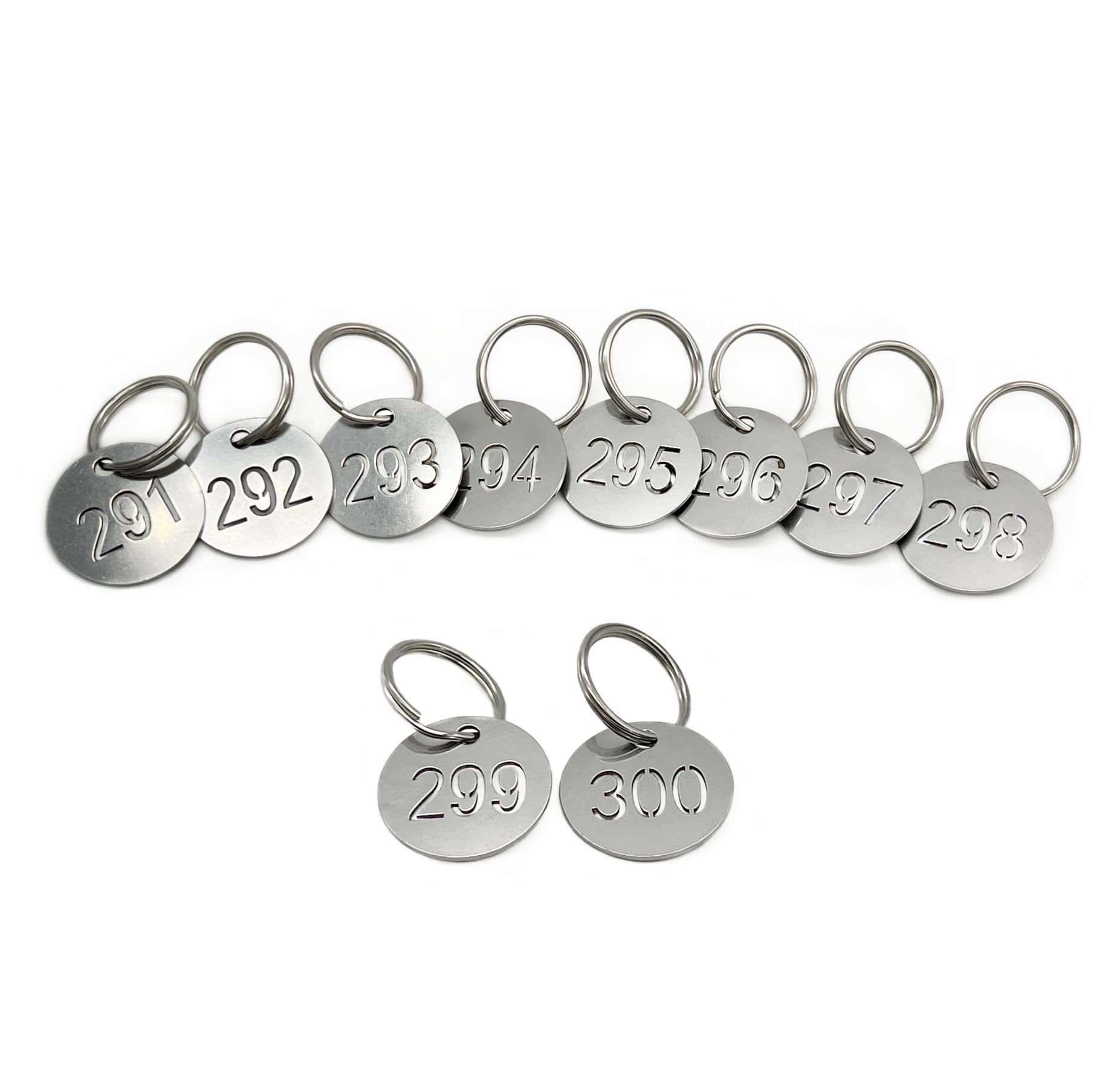 NanTun Numbers Tags 1-80, 25mm 304 Stainless Steel Hollowed Numbered Key Tags with Rings, Number ID Tags Key Chain