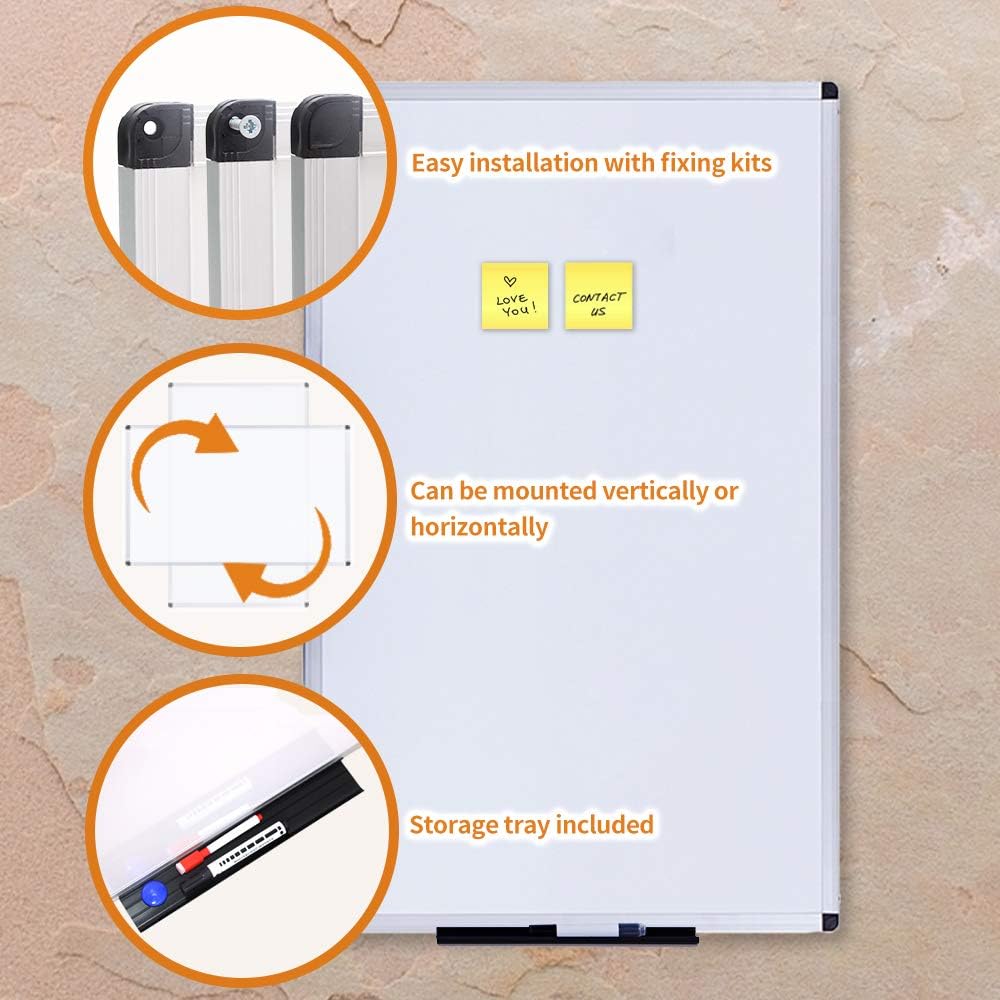 VIZ-PRO Dry Erase Board/Whiteboard, Non-Magnetic, 48 x 36 Inches, Wall Mounted Board for School Office and Home : Office Products
