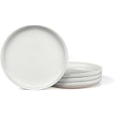 LIANYU Dinner Plate Set of 4, 7.75 Inch Stoneware Salad Kitchen Plates, Small &amp; Round Ceramic Dessert Serving Dishes, Suitable for Salad, Pasta, Steak, Microwave, Oven &amp; Dishwasher Safe, Snowy White
