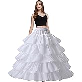 Jaaytct Womens Crinoline 4 Hoops 5 Ruffles Layers Petticoat for Women Half Slips Underskirt for Wedding Dress Ball Gown
