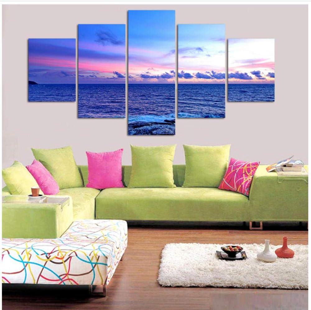 Juabc 5PCS Deep Blue Ocean Home Decor Canvas Wall Art Decor Painting Wall Picture Canvas Art