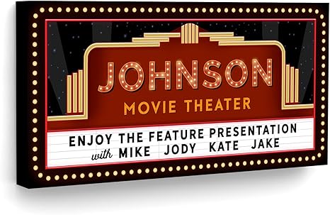 Amazon Com Pretty Perfect Studio Custom Home Theater Sign Movie Theater Decor Themed Personalized Family Room Decoration Customized Marquee Sign Cinema Signs Media Accessories Posters Prints