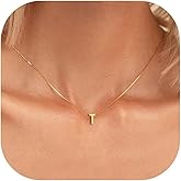 JELLYSEE 18k Initial Necklace for Women - Gold Plated Letter A-Z Pendant Necklaces Dainty Necklaces Trendy Initial Charm Necklace Gifts for Teens Women Jewelry