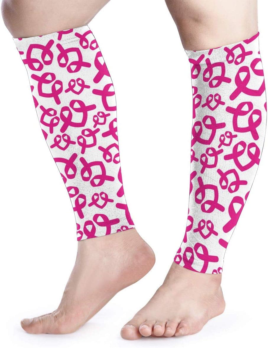 Breast Cancer Awareness Pink Ribbon Calf Compression