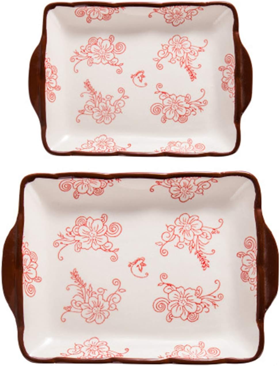 Ceramic Rectangular Serving Platter, Set of 2, for Serving Salad, Pasta, Cheese, Ham, Appetizer, Microwave & Dishwasher Safe