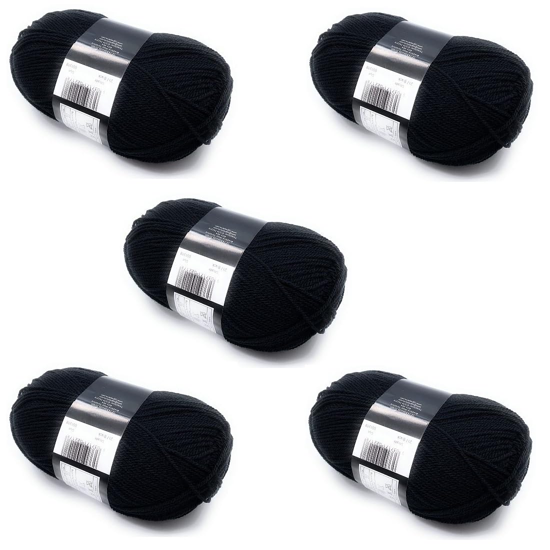 Pack of 5 x 100g Balls Black Double Knitting Wool - Black