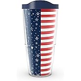 Tervis Americana Stars Stripes Made in USA Double Walled Insulated Tumbler Travel Cup Keeps Drinks Cold & Hot, 24oz, Classic