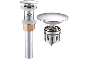 Vessel Sink Drain,Bathroom Pop-up Drain with Detachable Basket Stopper, Anti-Explosion and Anti-Clogging Drain Strainer, Sink Drain Assembly with Overflow Polished Chrome, REGALMIX RWF083H