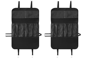 Sunshine Sky 2 Pack Car Kick Mats for Kids, Back Seat Protector Kick Mat,Wipeable Kick Matswith 2 Storage Pockets,Keep Seat Back Neat and Clean,Universal Fit Car Decor Accessories (Black)