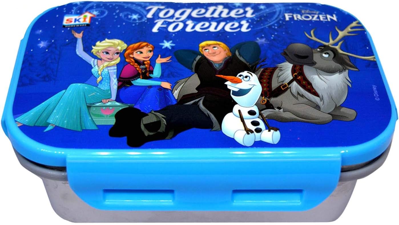 SKI Insulated Steel Cartoon Lunch Box, Inner Steel with Steel Dabbi, Air Tight, Leak Resistant 450ml-Tacos Steel Lock 450