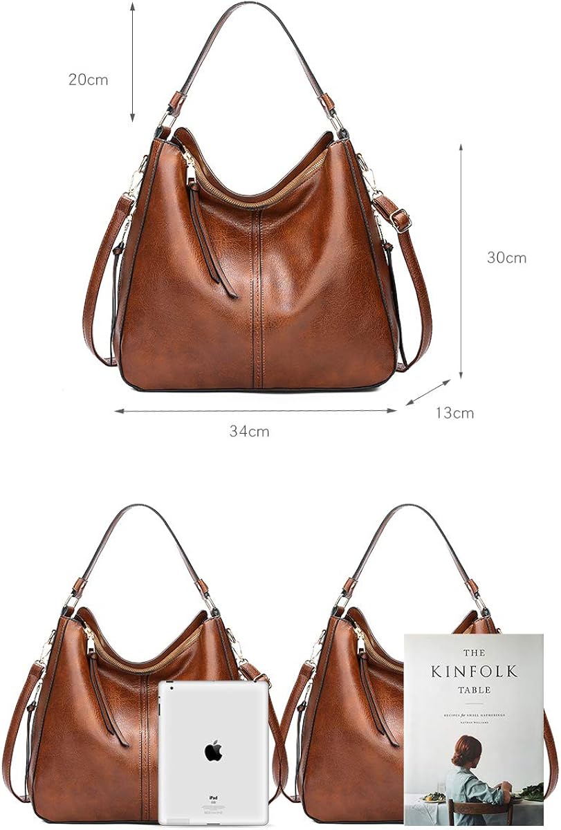 Kris Anna Womens Hobo Bucket Shoulder Bag PU Leather Black - Image 4
