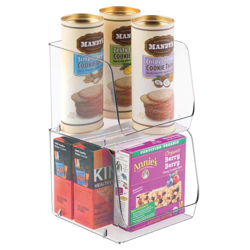 Photo 1 of mDesign Modern Stackable Plastic Open Front Dip Storage Organizer Bin Basket for Kitchen Organization - Ligne Collection - 2 Pack - Clear