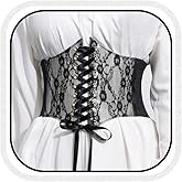 COSYDAYS Lace Corset Belt Black Wide Elastic Waist Belts Tied Waspie Corset for Women