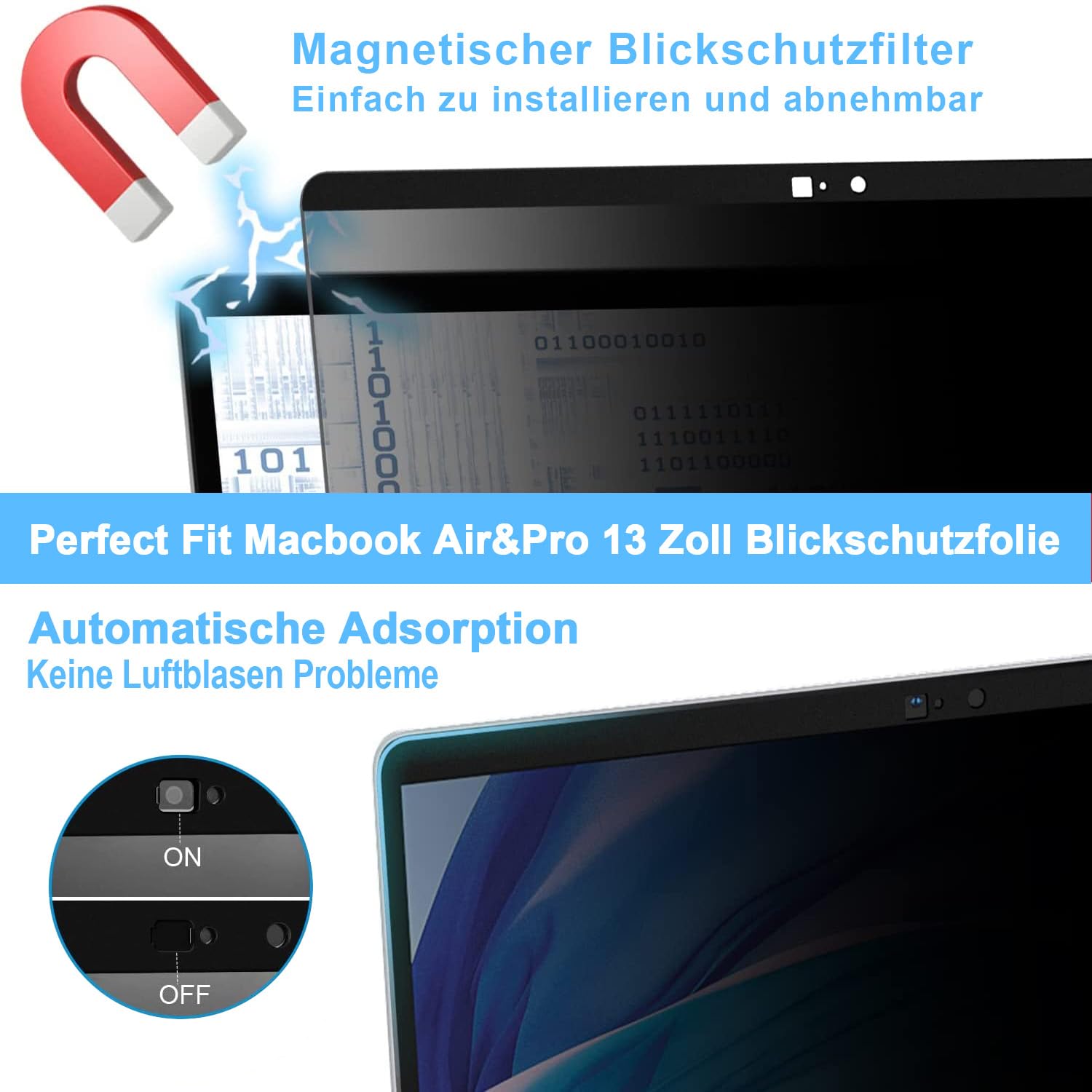 ZOEGAA Magnetischer Blickschutzfilter für Macbook Air 13