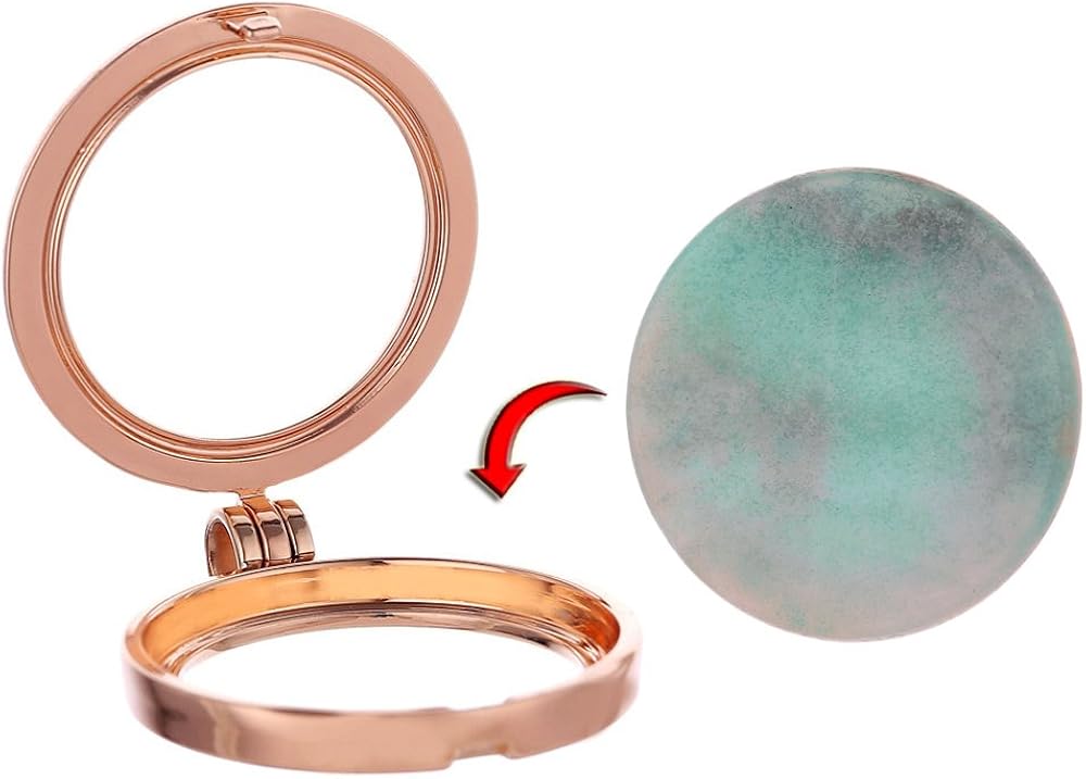 Morella Women Necklace 70 cm 27.5" Stainless Steel Rose Gold and Pendant with Gemstone Amazonite Coin 33 mm 1.3" Chakra Plate in Velvet Bag - Image 4