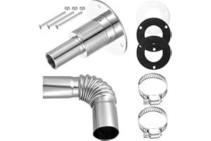 Diesel Heater Exhaust Port 24mm & Stainless Steel Diesel Heater Exhaust Pipe Tube Elbow Connector with 2 Clamps for Boats Car