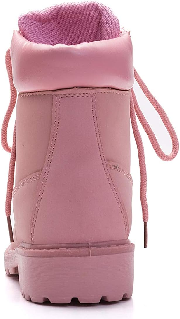  | DADAWEN Women's Round Toe Waterproof Ankle Bootie Lace Up Low Heel Work Combat Boots | Ankle & Bootie