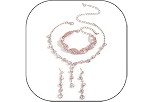 Costume Jewelry for Women Prom Earrings Necklace Bracelet Set Elegant Crystal Necklace Earrings Bracelet Bridal Wedding Prom 