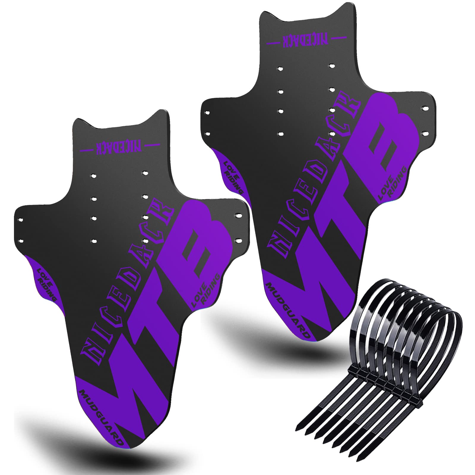 NICEDACK Mudguards Mountain Bike, 2 Pieces Mudguard Fit 20-29 Inch MTB Mudguard Front and Rear Compatible Bicycle Splash Guard (Violet)