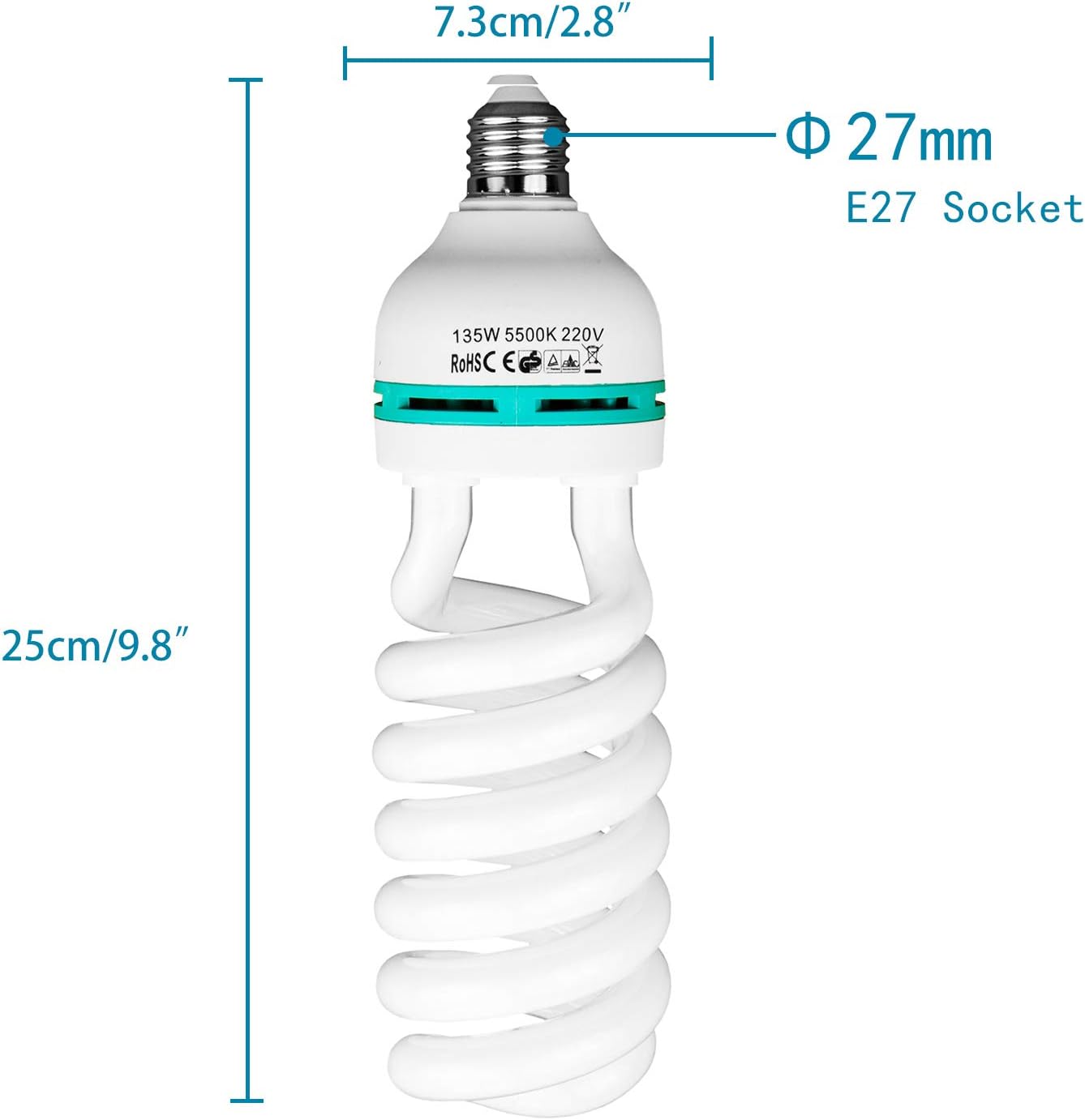 BOLLUMA Photography Daylight White E27 Lighting Lamp Softbox Bulbs 50W Equivalent 135W 5500k a Pair for Photo Video Studio Home Lighting - Image 5