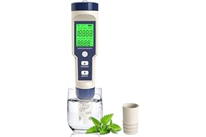 RCYAGO PH Meter, 5 in 1 PH/TDS/EC/Salinity/Temp Meter with ATC, 0.01 Resolution High Accuracy Water Testing for Drinking Water, Hydroponics, Seawater, Aquariums, Fish Tank and Swimming Pools