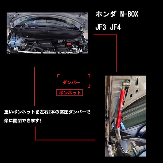 Amazon Xiangshang ホンダ N Box エヌ ボックス Jf3 Jf4 ボンネットダンパー フードダンパー 緑カーボン グリーン 艶あり 本物カーボン リフトサポート フードショック 車両改装改造 油圧ダンパー 左右セット 2本組 並行輸入品 フードダンパー 車 バイク
