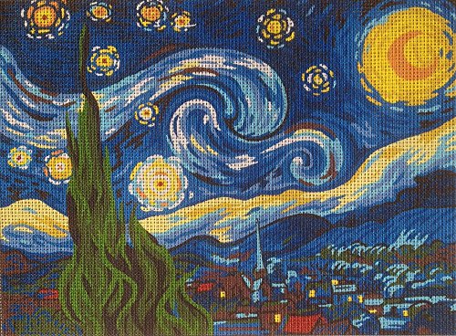 Needlepoint Kit "Van Gogh's Starry Night" 9"x11.8" 23x30cm printed canvas cod K70