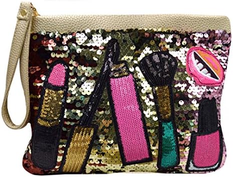 Orfila Patchwork Sequin Clutch Purse Envelope Wristlet Bag Fashion Shoulder Handbag Crossbody Bags for Women Gold