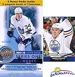 2017/18 Upper Deck Series 1 NHL Hockey EXCLUSIVE HUGE Factory Sealed Blaster Box with 12 Packs PLUS Bonus Connor McDavid ROOKIE! Box Includes TWO(2) Young Guns Rookie Cards! Absolutely Loaded! WOWZZER