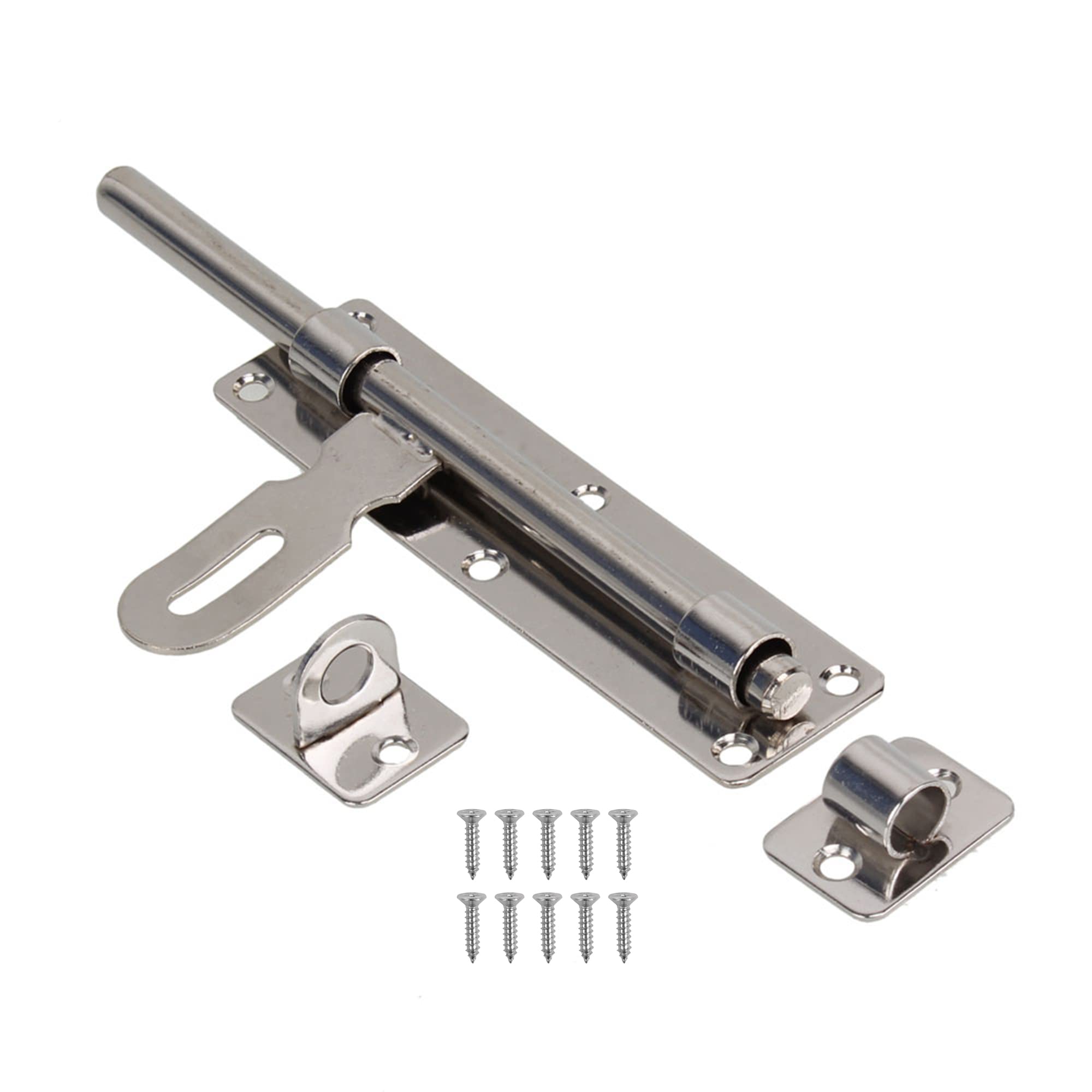 Yibuy 6.31" Long Door Latch StaInless Steel Barrel Bolt Security Lock Padlock Clasp Hole Distance 123x105x52.5x20.5mm 8 Inches