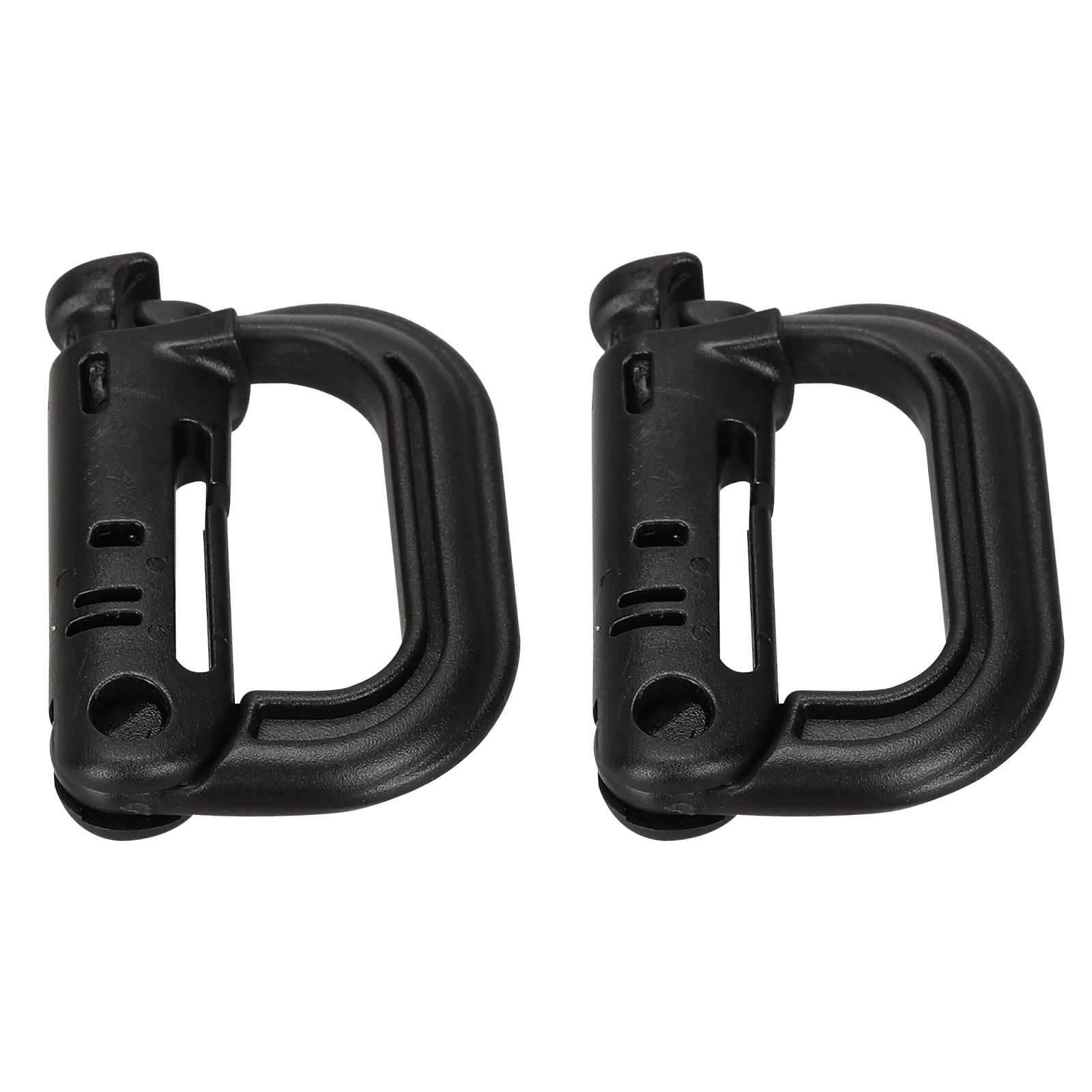 Huntvp 2pcs D-Ring Locking Carabiner,Tactical Carabiner Clip D Shape Keychain Clips Hook Belt Hanging Carabiner Hook Molle Backpack Buckle for Outdoor Climbing Accessories (Black-2pcs)