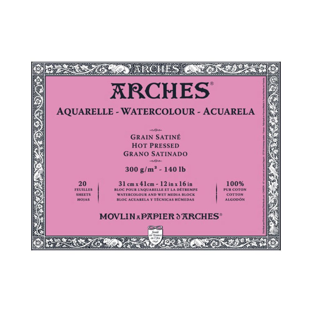 Arches 31 x 41 cm 300 gsm Hot pressed Watercolour Block