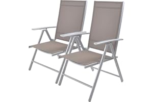 Livebest Set of 2 Folding Sling Back Chairs Patio Adjustable Reclining Back Sturdy Aluminum Frame with Armrest Chair Zero-gravity Indoor Outdoor Garden Pool Bench,Gary