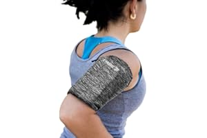 E Tronic Edge Phone Holder for Running, Cell Phone Arm Bands with Reflective Logo, Phone Strap Armband Fits iPhone and Android, Use for Running, Walking, Hiking and Biking, Gray, Large