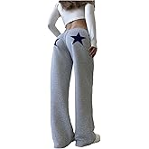 MakeMeChic Women's Star Print Sweatpants Low Waist Athletic Y2k Joggers Long Pants
