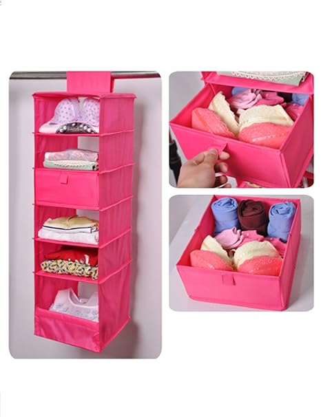 Caeser Archy Hanging Wardrobe Storage Shelves 6 Tier With 1 Drawer