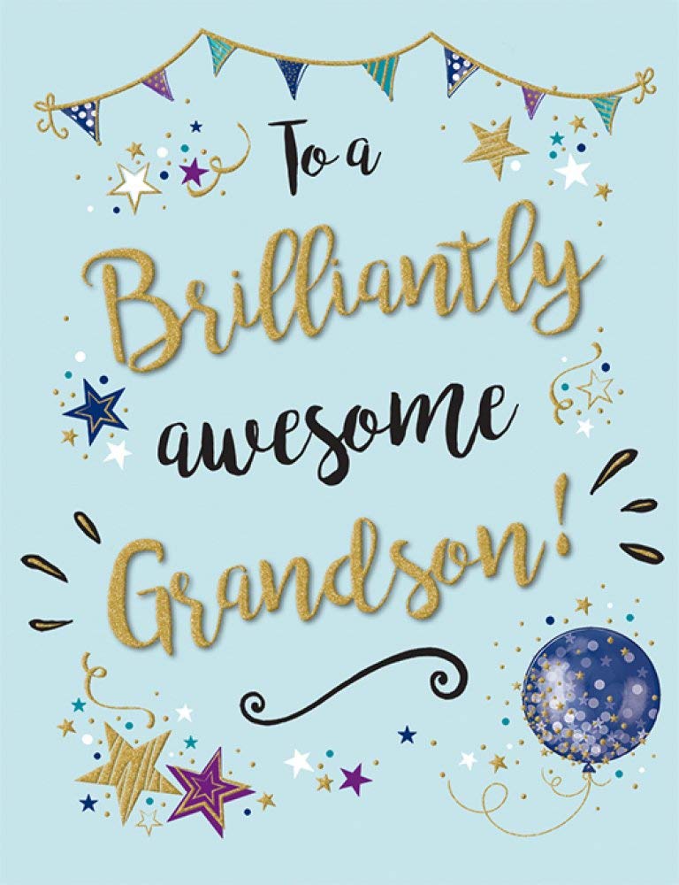 Piccadilly Greetings Group Ltd Gold Dust - to A Brillinatly Awesome Grandson - Great Value Birthday Card ,Green,8 x 6