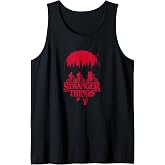 Stranger Things Group Shot Bike Ride Upside Down Silhouette Tank Top