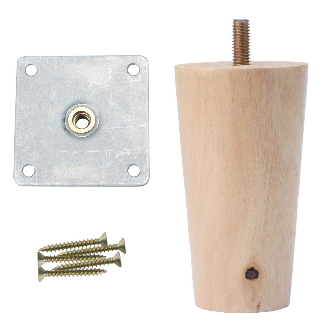 sourcing map 3 Inch Round Solid Wood Furniture Legs Sofa Couch Chair Table Desk Closet Cabinet Feet Replacement Adjuster (1pcs)