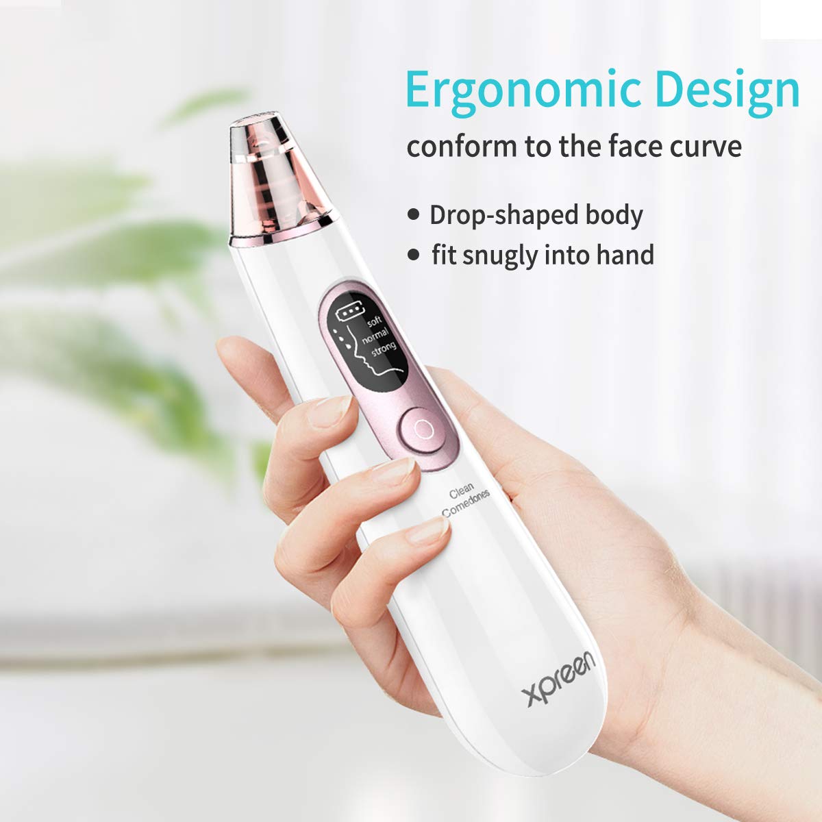 Blackhead Remover Suctioner, Xpreen Pore Vacuum Cleaner Blackhead Remover Vacuum Rechargeable Face Suction Comedone Extractor with LED Screen and 4 Probes 3 Modes for Women and Men: Beauty