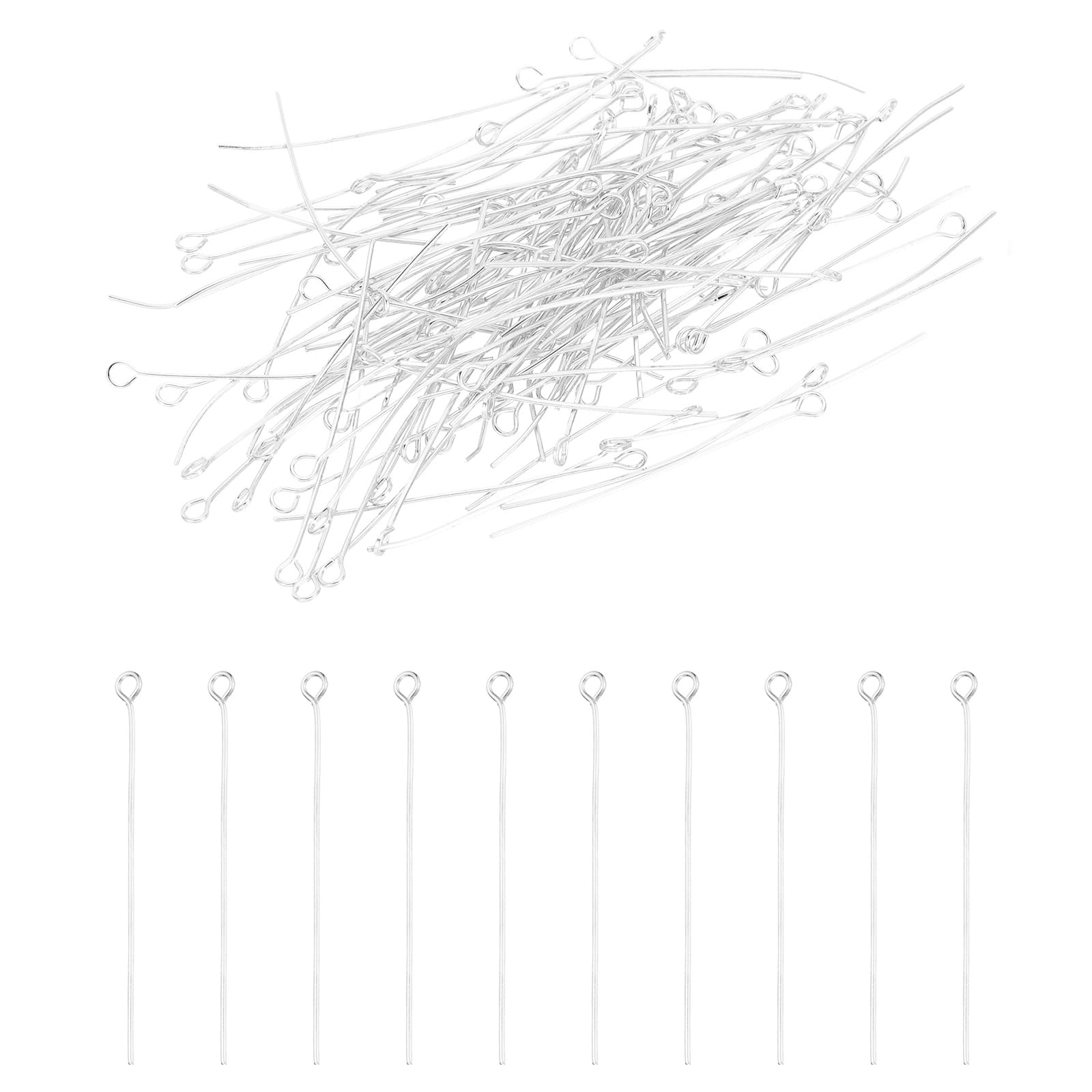 PATIKIL 45mm Open Eye Pins, 400Pcs 23 Gauge Metal Head Pins Needles Eye Pins for Jewelry Making Findings Earring Necklace Bracelet DIY Crafts, Silver Tone