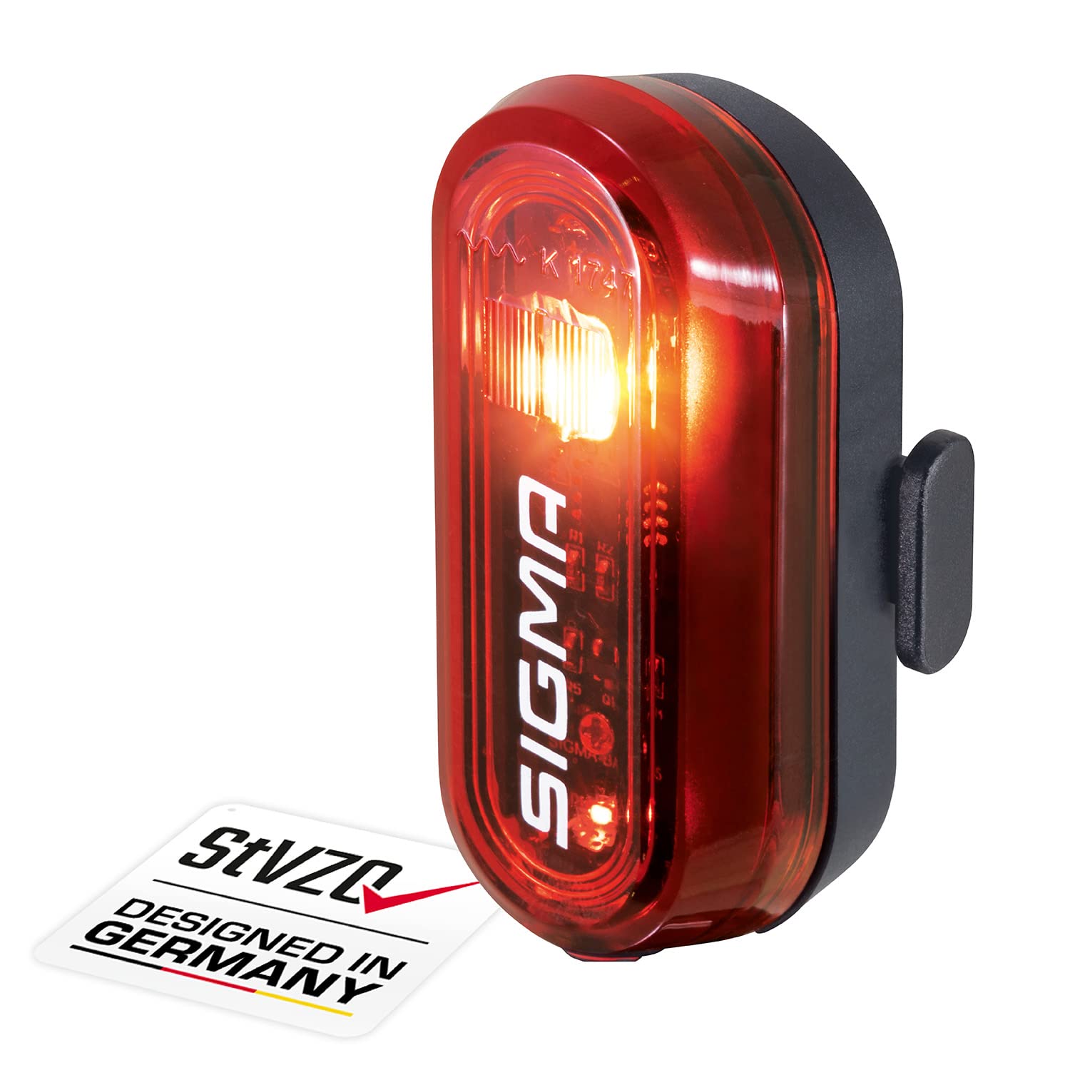 SIGMA SPORT CURVE, LED Bike Light with Batteries, StVZO-Approved, Battery-Powered Rear Light, Colour: Black