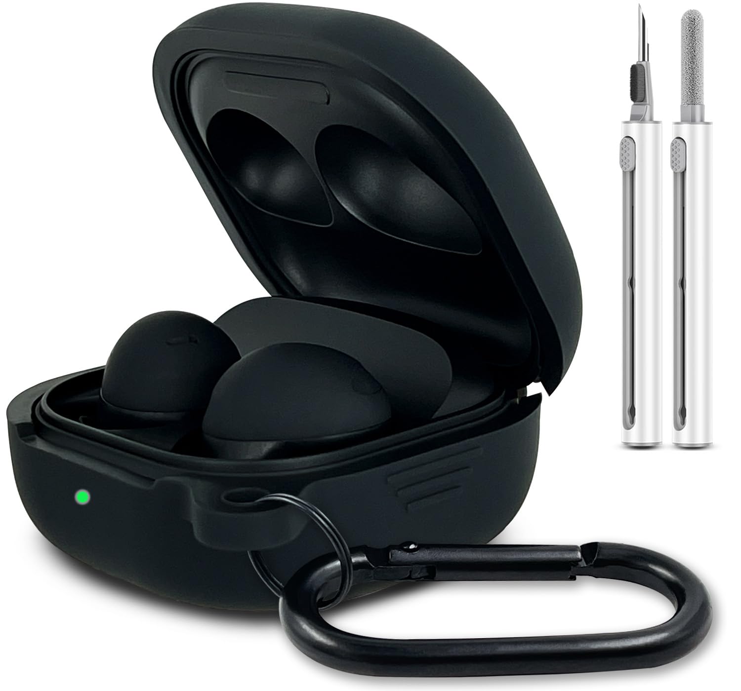 Photo 1 of Silicone Case for Samsung Galaxy Buds FE, 2 Pro, 2, Pro, Live with Cleaner Kit (Black)