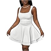 Floerns Women's Plus Size Square Neck Mini Dress Sleeveless Layered Ruffle Night Out Dresses